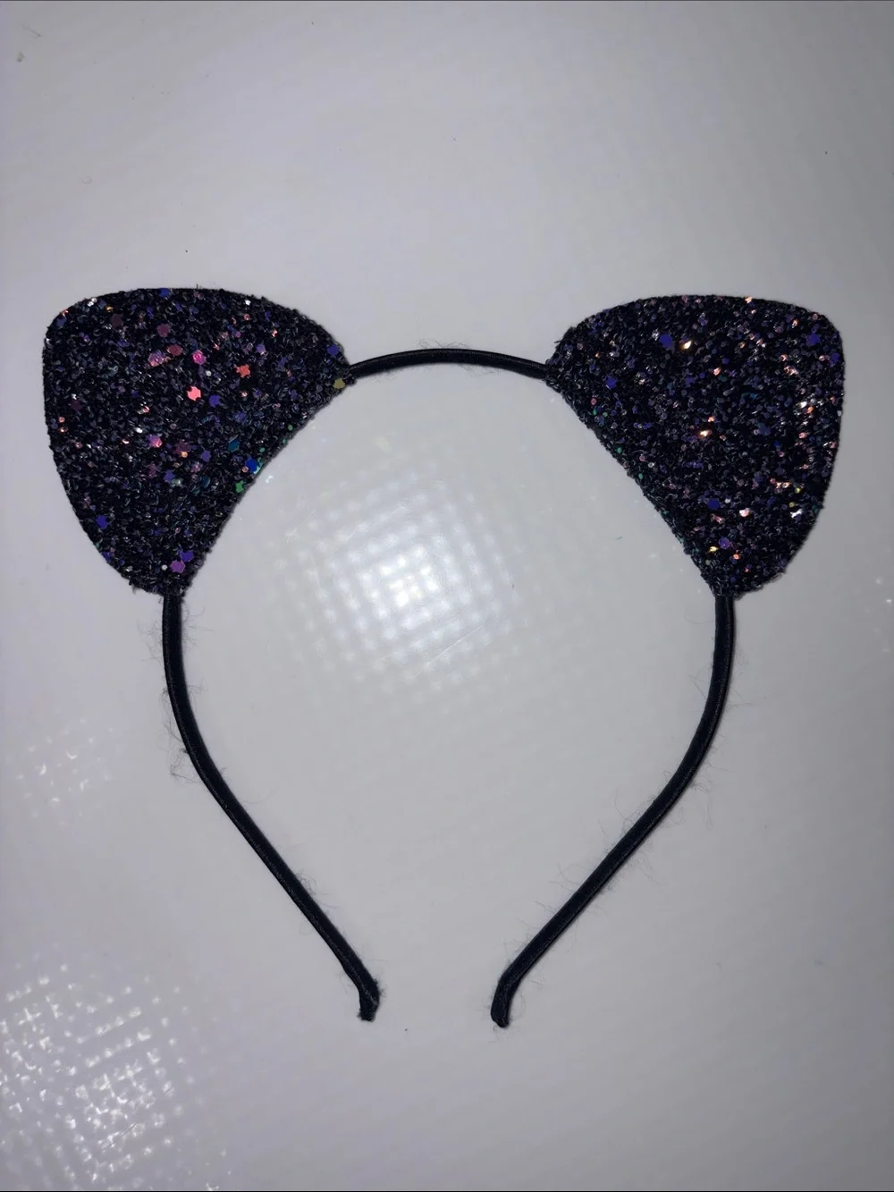 Claire's Black Glitter Cat Ear Headband